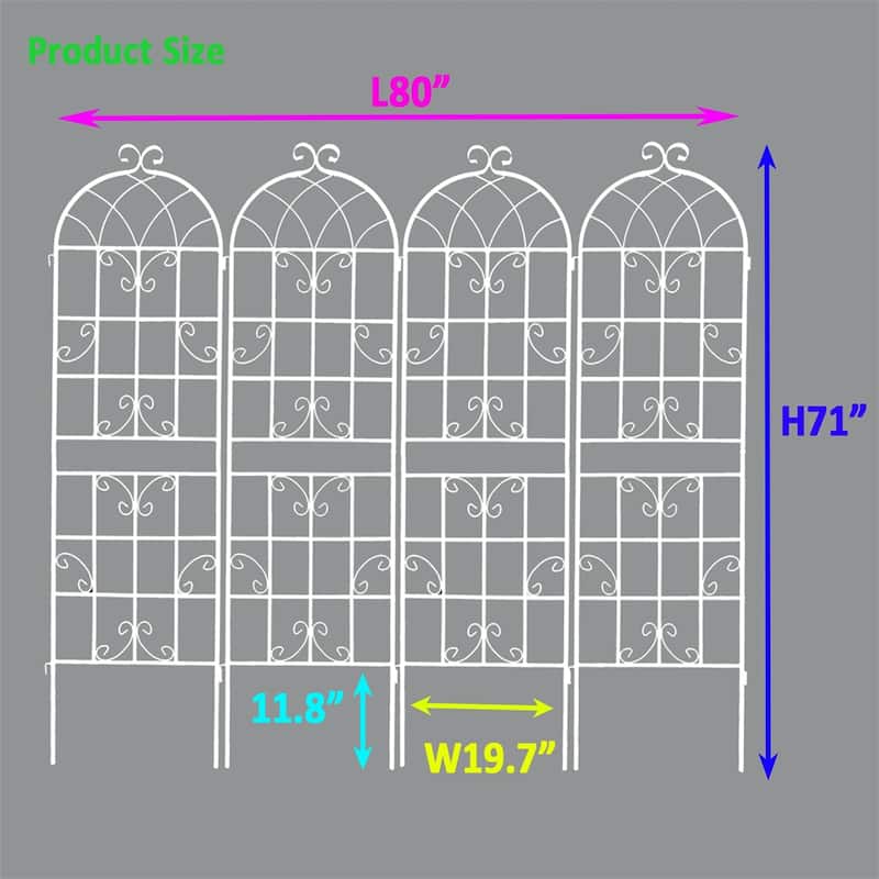 4 Pack Outdoor Metal Garden Rustproof Trellis for Climbing Plants