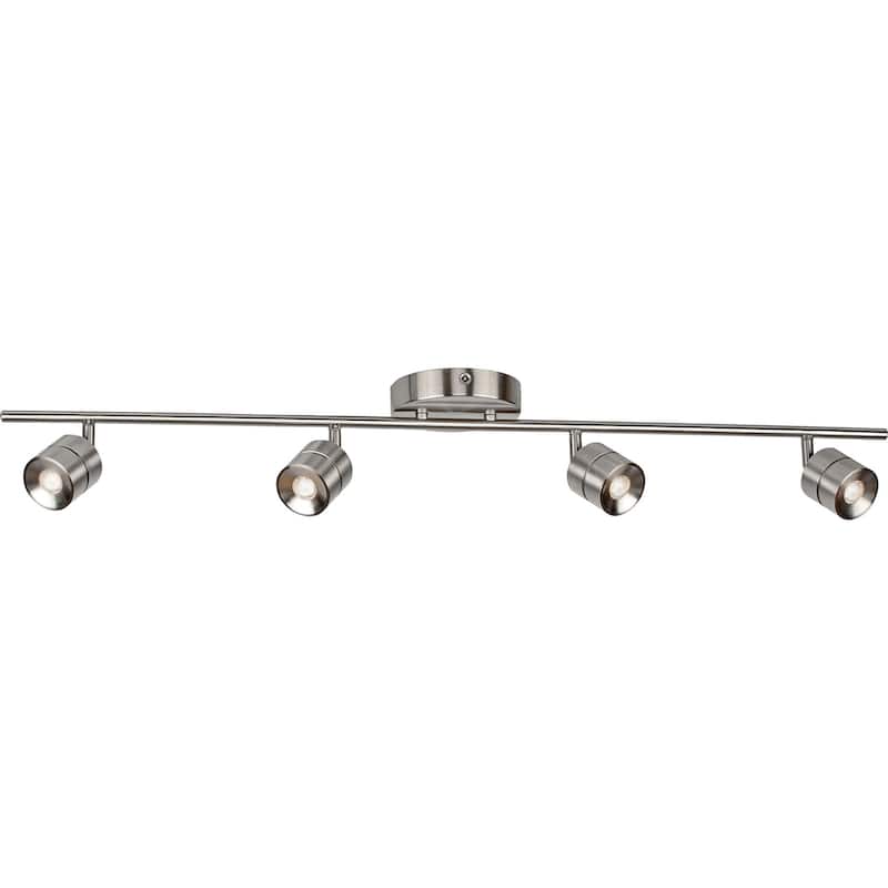 Core 4-light Satin Nickel LED Fixed Rail, Satin Nickel Steel Shade - Satin Nickel
