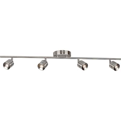 Core 4-light Satin Nickel LED Fixed Rail, Satin Nickel Steel Shade - Satin Nickel