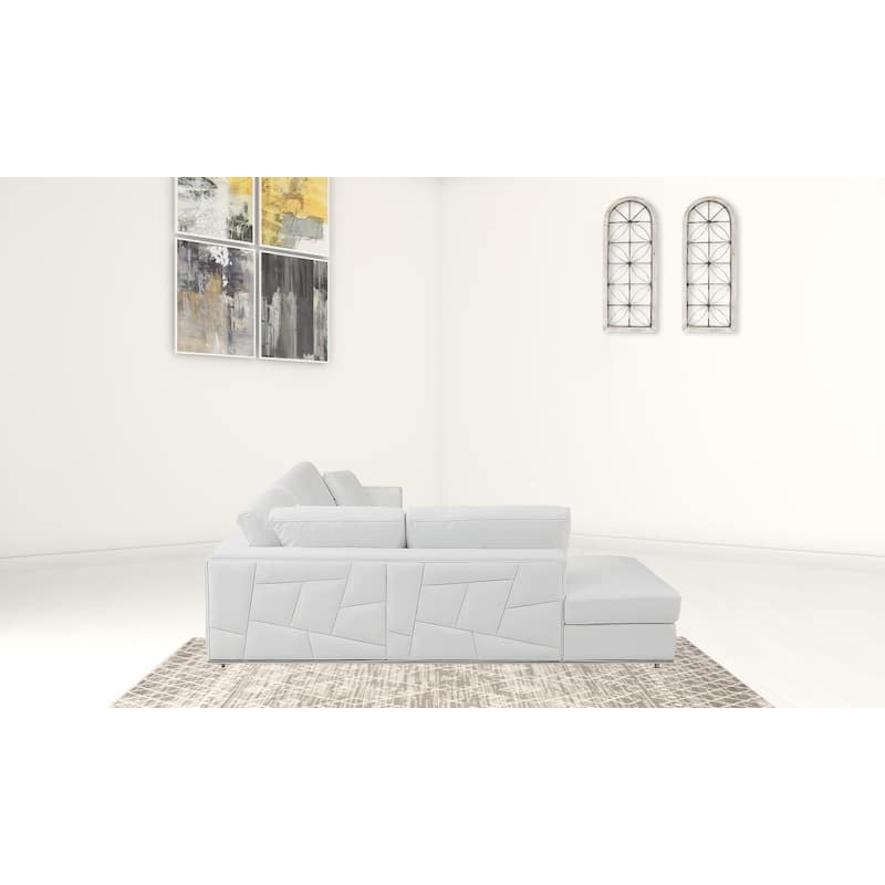 HomeRoots White Italian Leather Reclining L Shaped Two Piece Corner Sectional - 117