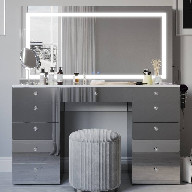 Boahaus Smart Extra-Large Vanity with LED Mirror & Bluetooth Speakers