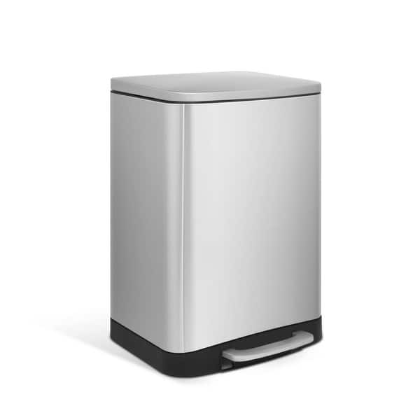 Innovaze 1.32 Gallon Stainless Steel Round Step-On Bathroom and Office Trash Can - Silver