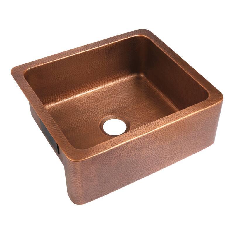 Lange Copper 25" Single Bowl Farmhouse Apron Front Undermount Kitchen Sink