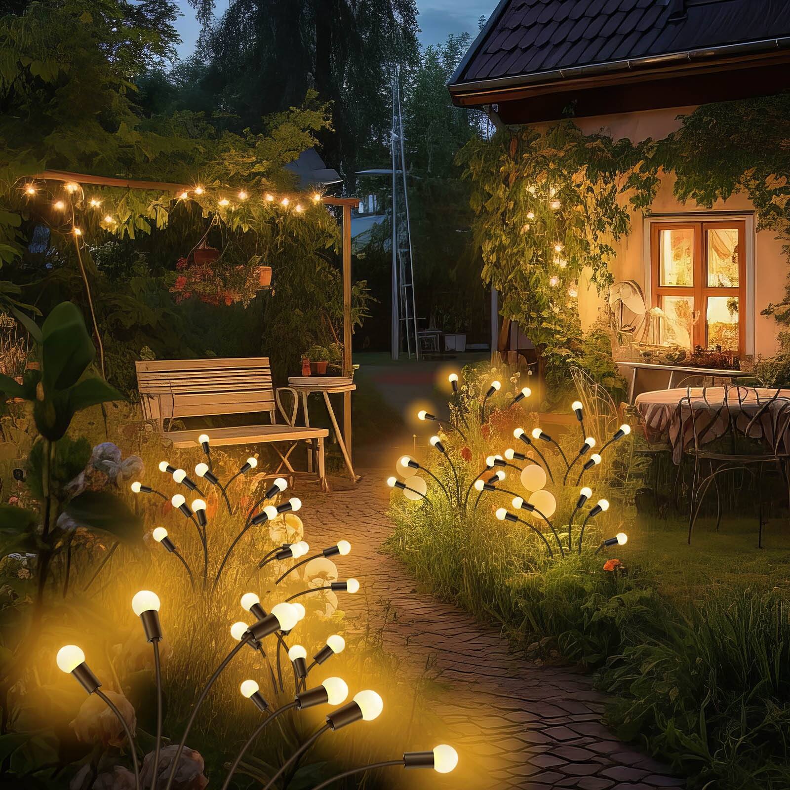 4 IN 1 Solar Firefly Lights 24 LEDs Outdoor Garden Lights On Sale