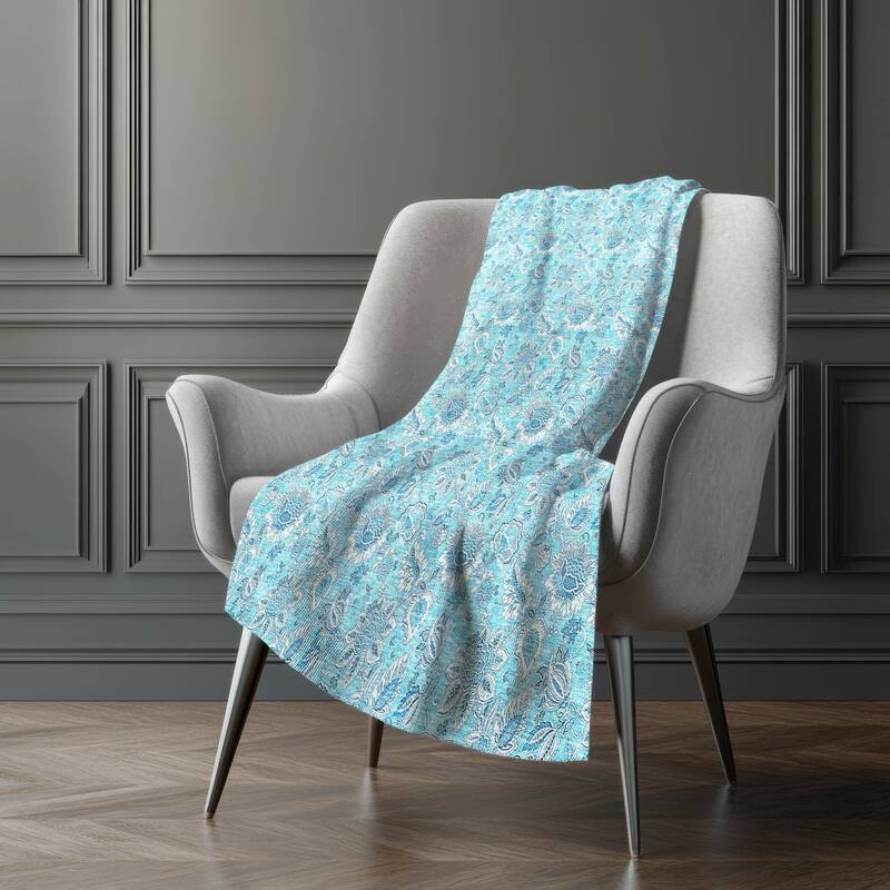 Premium Machine Washable Floral Sherpa Throw Blanket