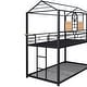 preview thumbnail 33 of 44, Elegant Twin Over Twin Kids Bed Metal Bunk Bed,Metal House Ded with Slide,Sturdy Frame and Guardrail
