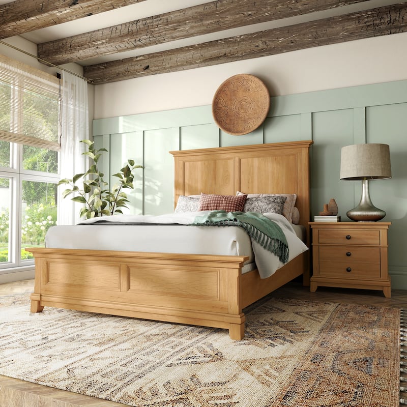 Furniture of America Wellington Farmhouse Natural Oak 2-Piece Wood Kids Bedroom Set - Full