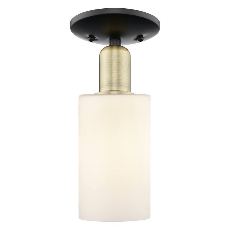 Innovations Lighting 716-1C-11-5 Clymer Semi-Flush Clymer 5" Wide - Black Antique Brass / Matte White