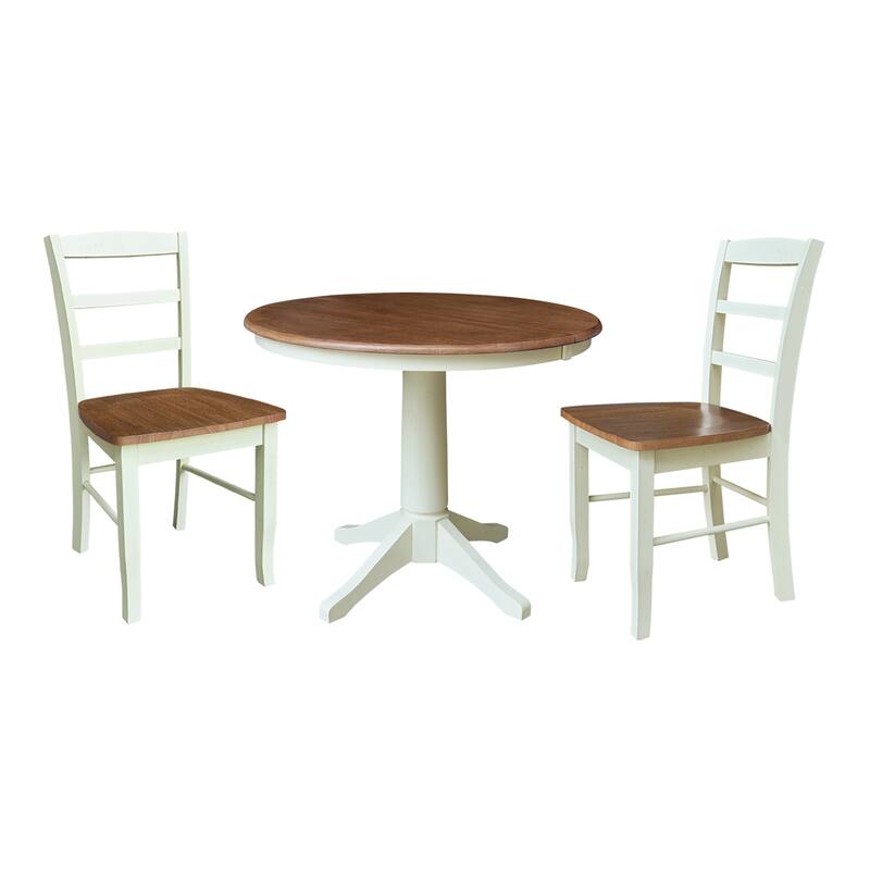 Multi-Piece Set - 36" Round Extension Dining Table with Madrid Chairs - 2 Chairs - Hickory/Shell