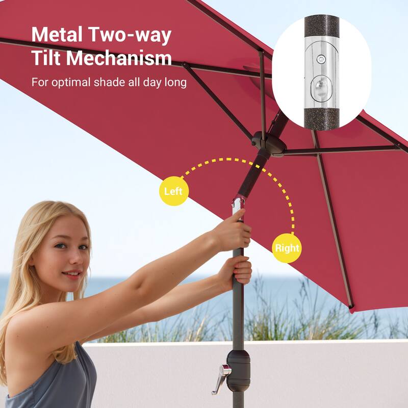 BONOSUKI 6.5x6.5Ft Patio Market Umbrella Weather-Resistant Frame