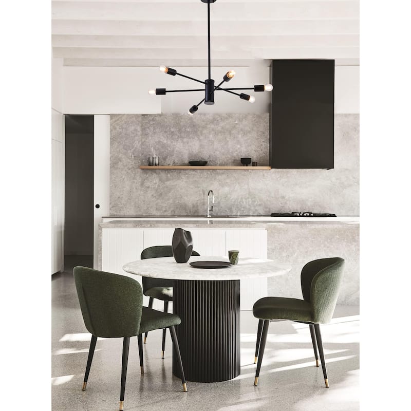 6-Light Matte Black Chandelier With Six Arms