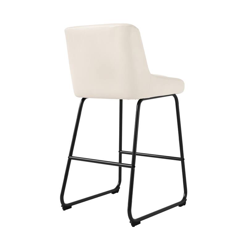 Counter Height Bar Stools with Metal Frame Upholstered Kitchen Island Stool in Faux Leather or Fabric