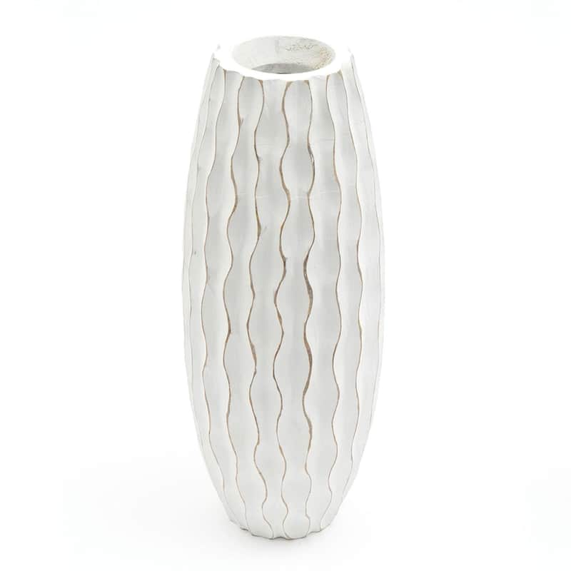 Kyiana Decorative Handcrafted Accent Wood Vase for Living Room- 6x18'' - Natural