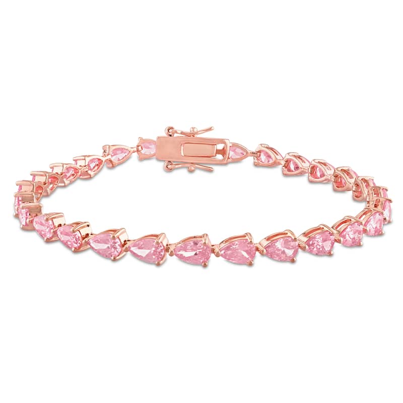 Miadora 13.5ct TGW Created Pink Sapphire Bracelet in Rose Sterling Silver