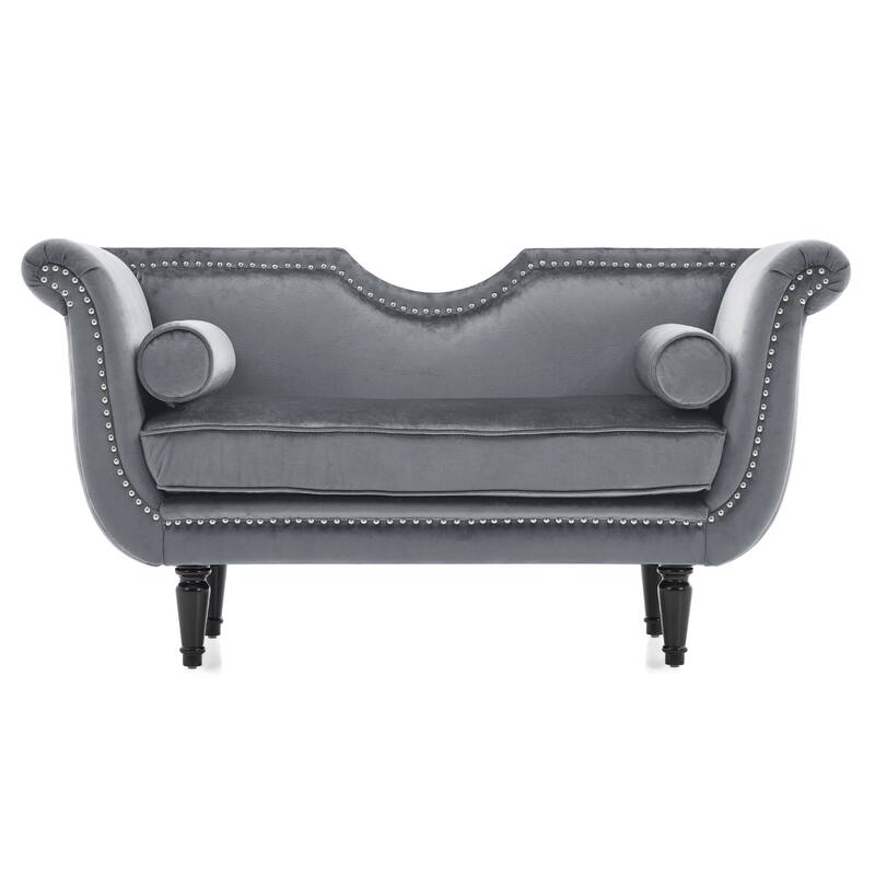 Christopher Knight Home - Velvet Bench with Nailhead Trim & Curved Arms