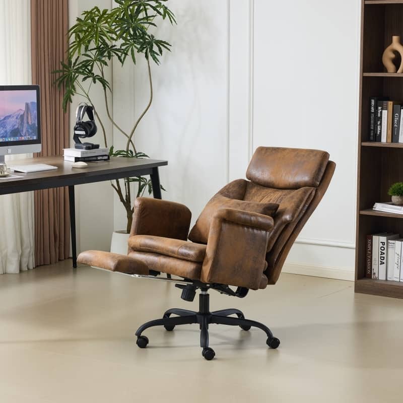 29.53 Inch High Back With Footrest Reclining Swivel Office Chair With Adjustable Arms