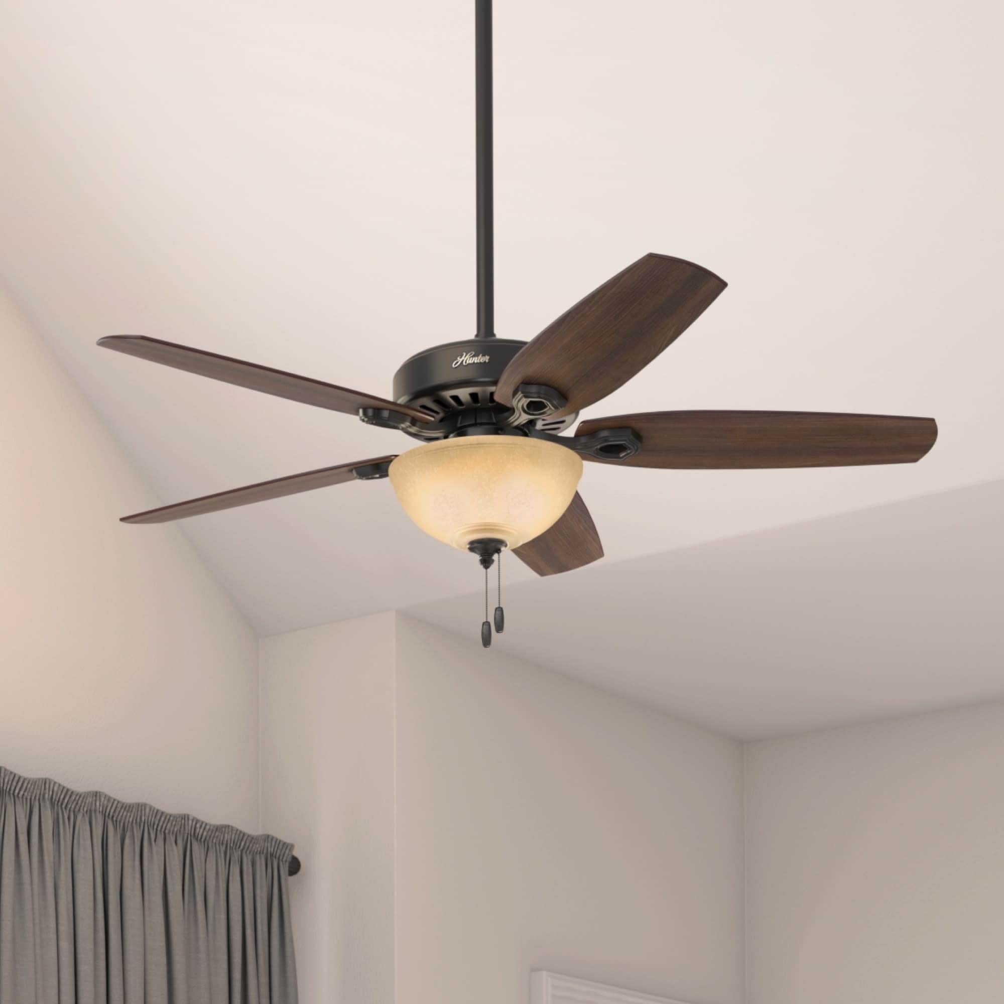 Hunter 52" Builder Deluxe with LED Bowl Light, Pull Chains - Traditional, Transitional