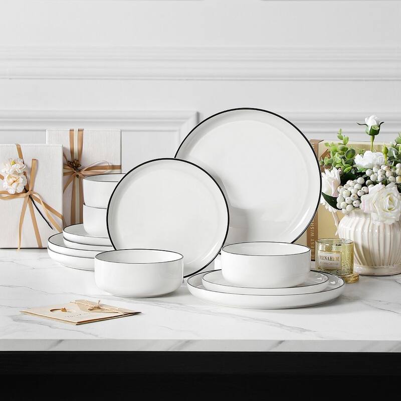 MALACASA LUNA 12-piece Porcelain Dinnerware Set (Service for 4)
