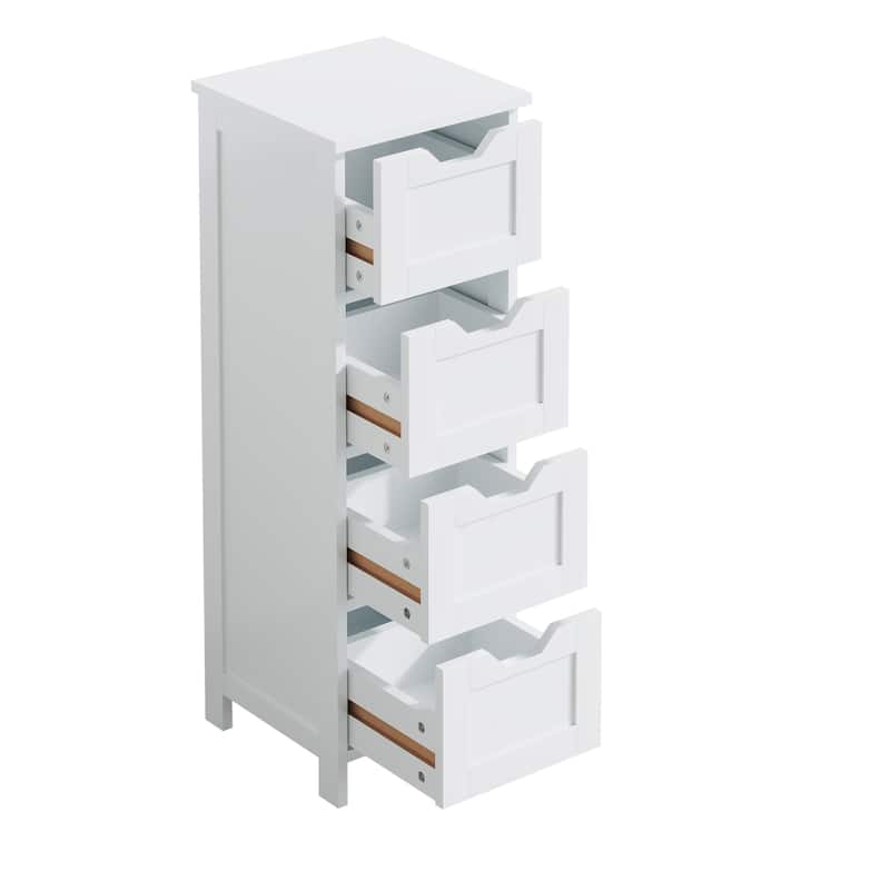 White 32.68"Tall Bathroom Storage Cabinet with 4 drawers and 1 door