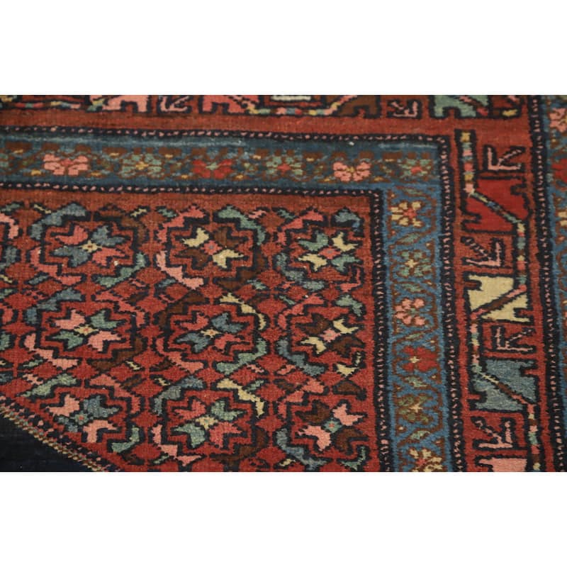 Hand Knotted Oriental 100% Wool Carpet Traditional Medallion Navy Blue & Blues Malayer Area Rug - 6' 8'' X 4' 2''