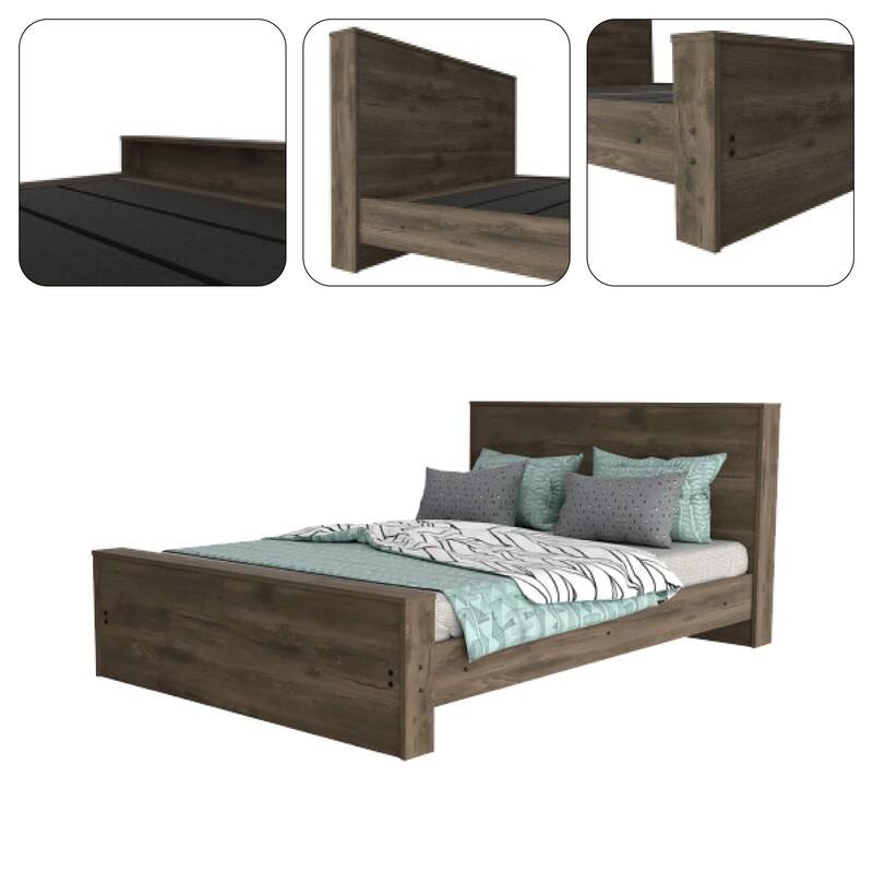 Comfort bed frame Dark Brown full bed Particle Board metal bed
