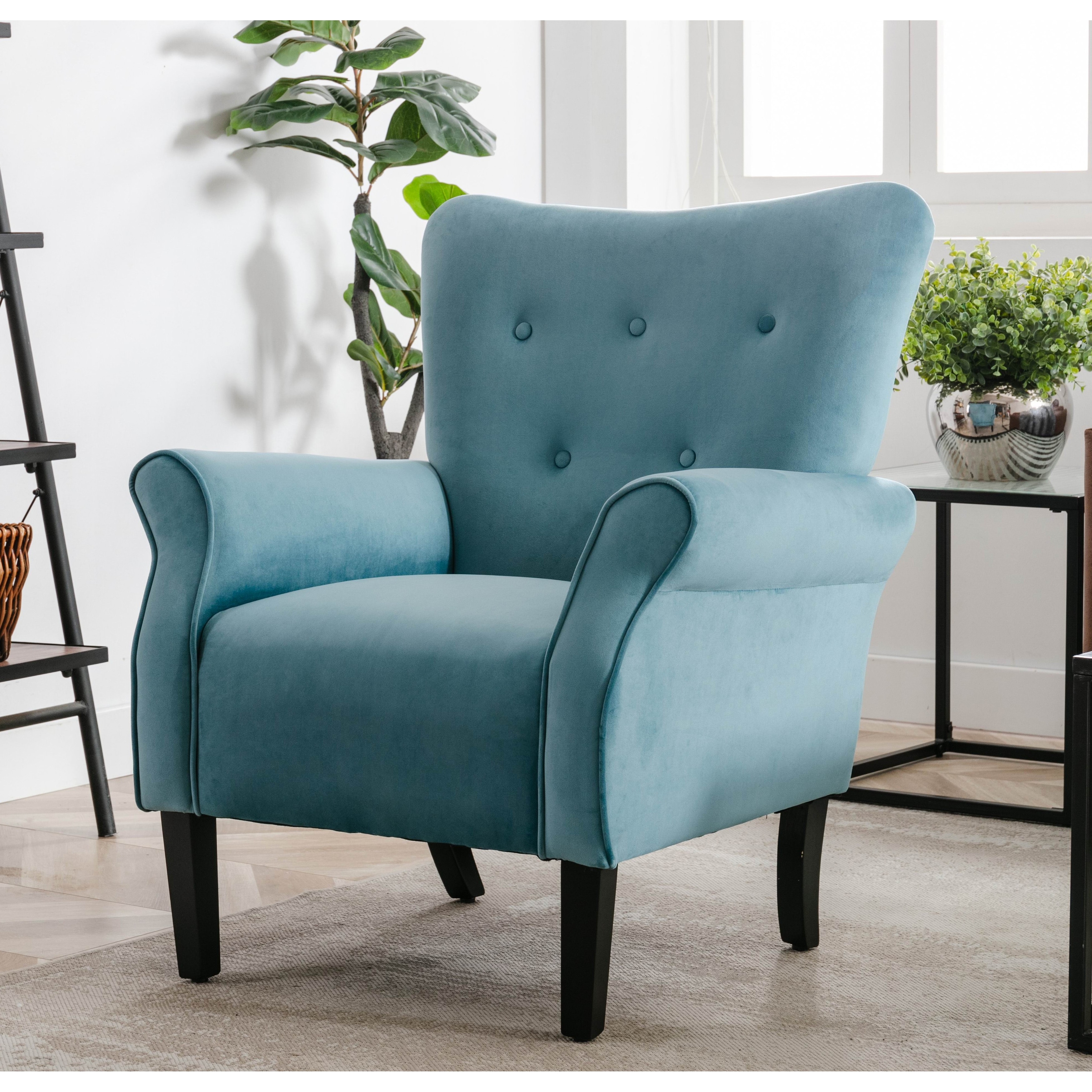 Wood back accent chair sales