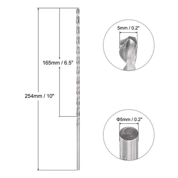 5mm Twist Drill Bits, HighSpeed Steel Extra Long Drill Bit 254mm