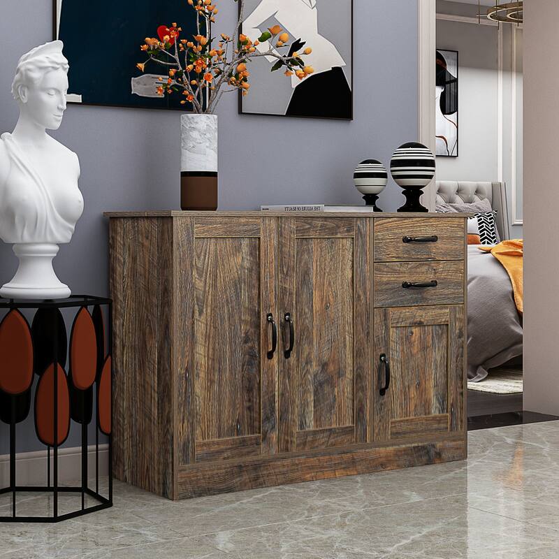 Modern Wood Buffet Sideboard with 2 doors&1 Storage and 2drawers