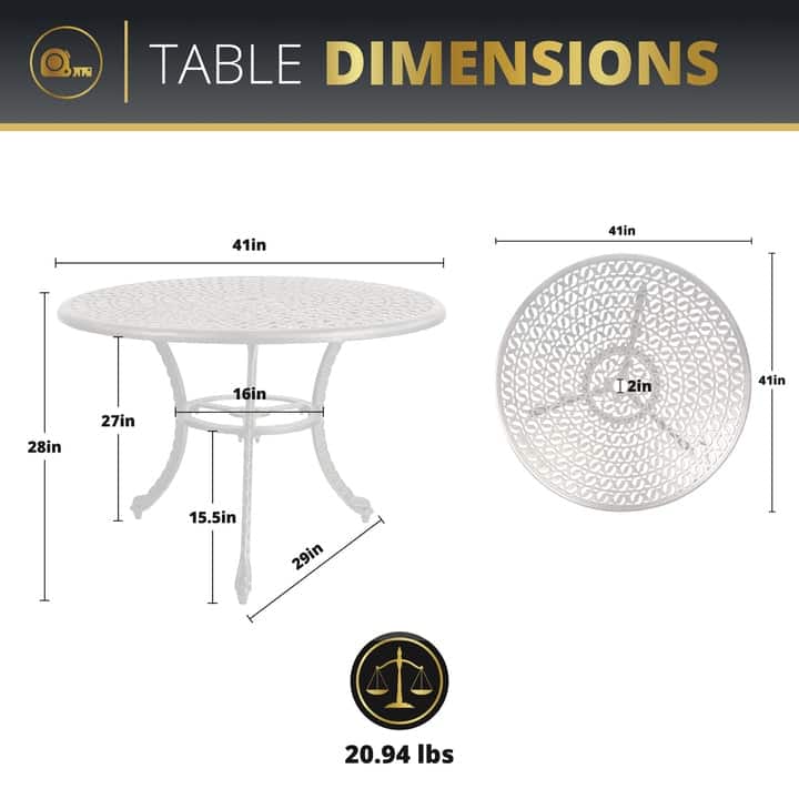 Kinger Home Harmon 5-Piece Cast Aluminum Outdoor Dining with Cushions - 41-Inch