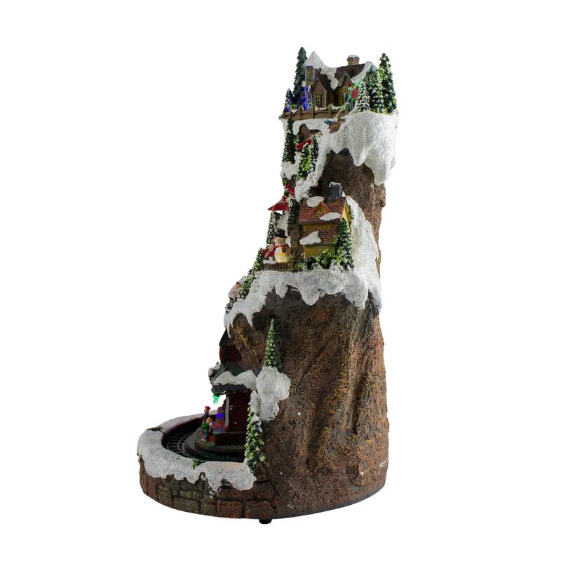 15" LED lighted Christmas Scene With A Turning Train And Music - Pre-Lit