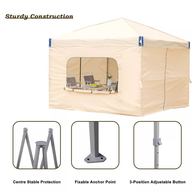 Aoodor 12'x12'Pop Up Canopy Tent with Removable Mesh Window Sidewalls, Portable Instant Shade Canopy with Roller Bag