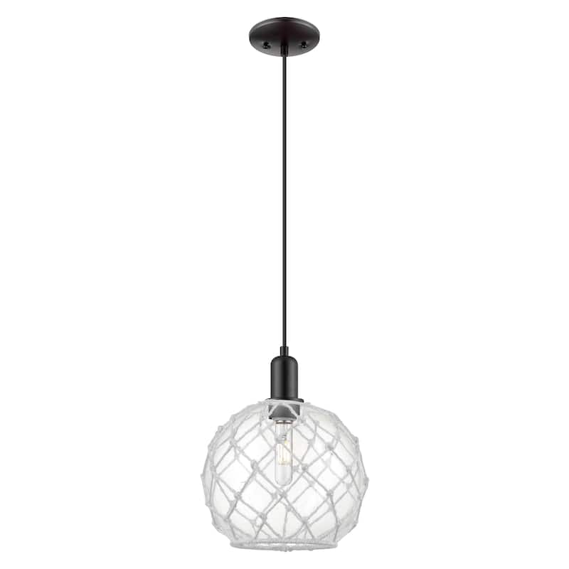 Innovations Lighting Endless Possibilities Arcadia - Farmhouse Rope - 1 Light 10" Cord Hung Mini Pendant - Clear Glass with White Rope/Matte Black