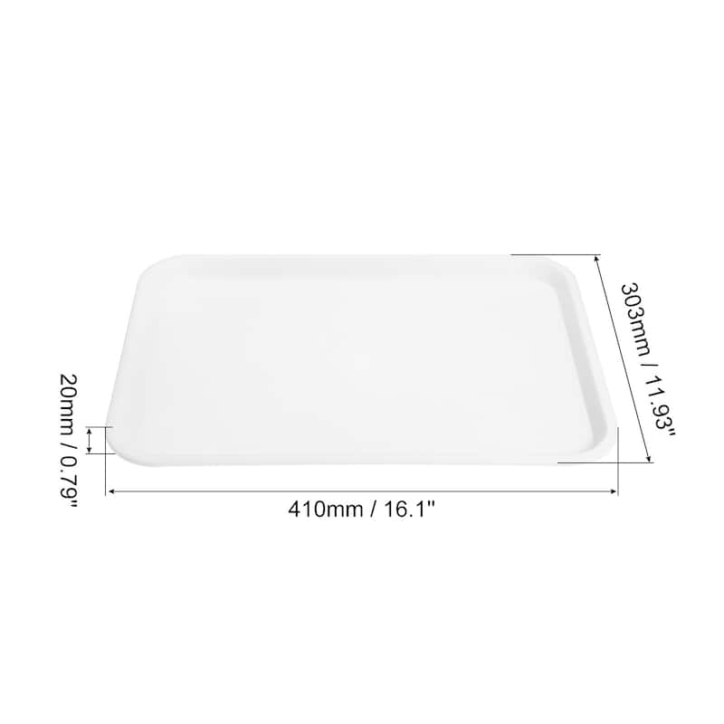 12" x 16" Plastic Fast Food Trays Bulk Rectangular Serving Trays, White - White