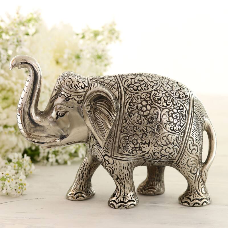 Novica Handmade Sweet Elephant Aluminum Statuette