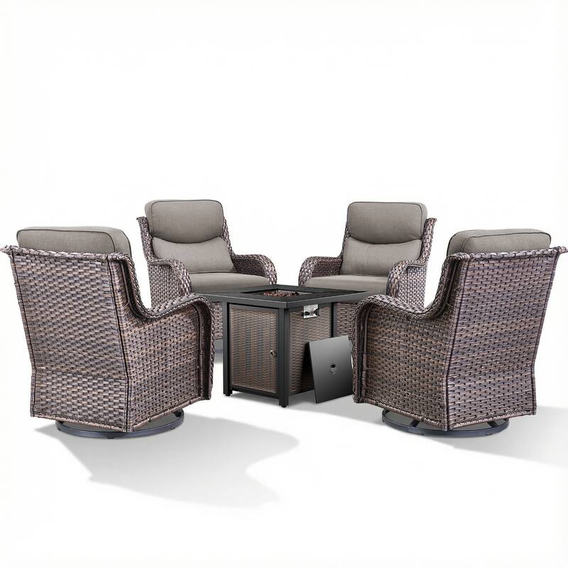 Pocassy 30 In Outdoor Fire Pits with Patio Sofa Swivel Glider Chari Furniture.