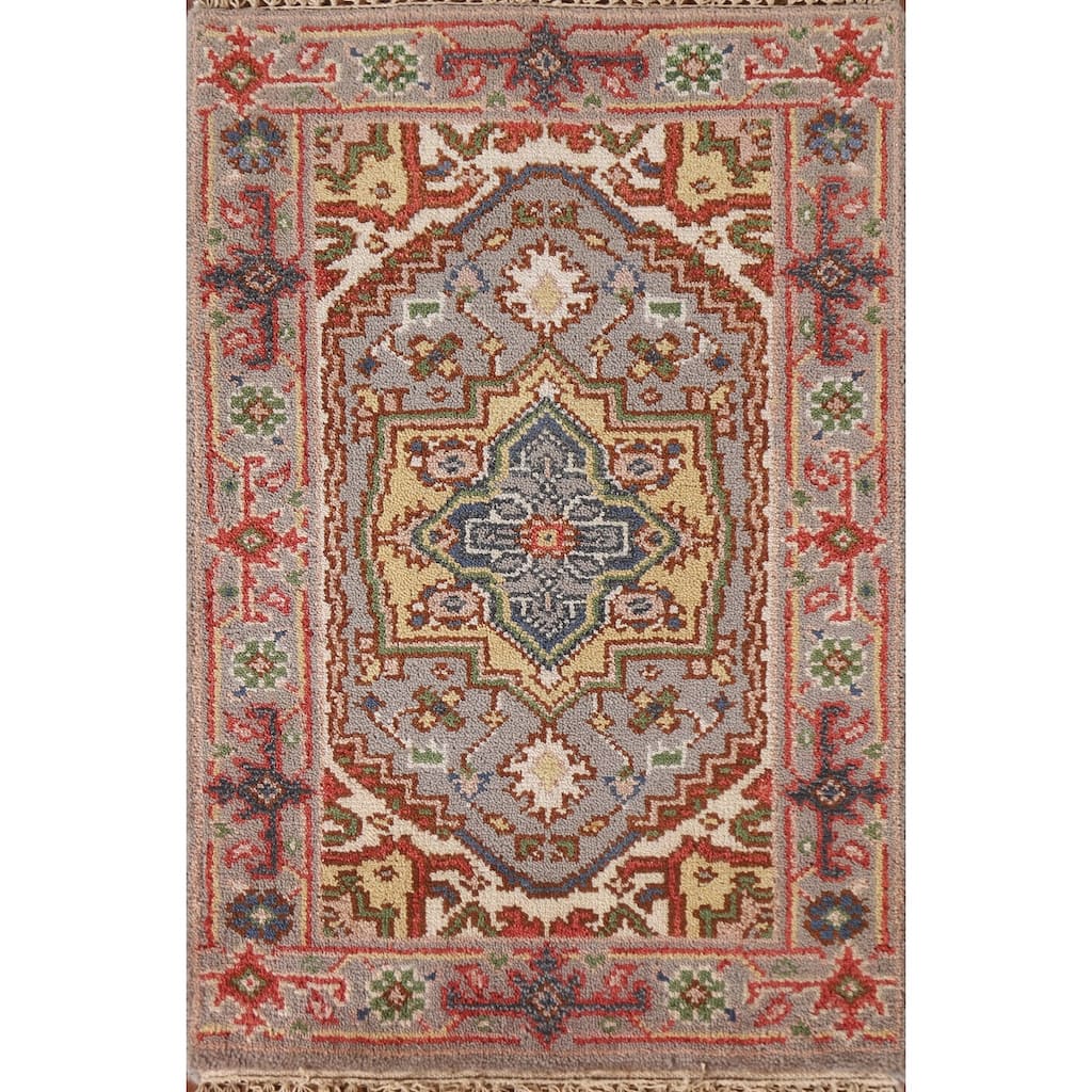 Heriz Serapi Oriental Rug Handmade Grey Wool Carpet - 2'0"x 3'0"