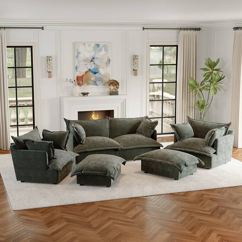 6-Piece Chenille Cloud Modular Living Room Set