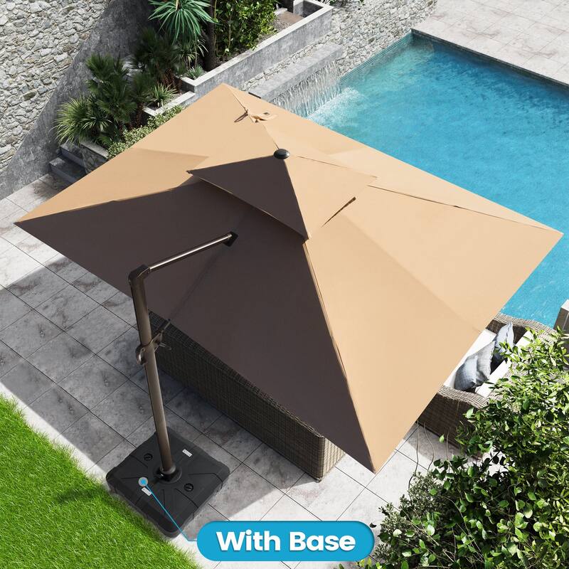 Crestlive Outdoor 13 x 10ft 360-degree Rotation Patio Cantilever Umbrella with Base