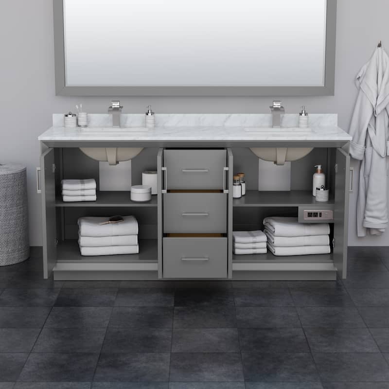 Strada 72-Inch Double Vanity Set, Cultured Marble Top