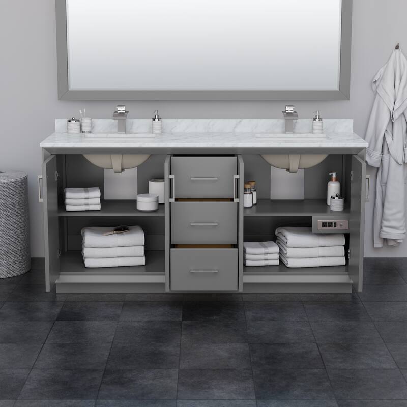 Strada 72-inch Double Vanity, Quartz Top
