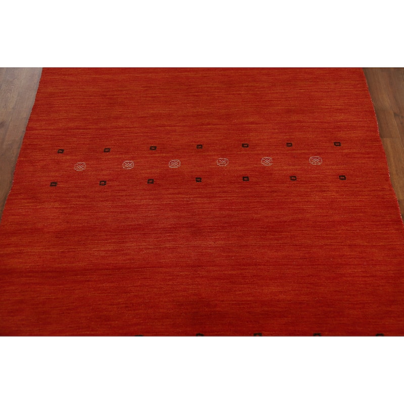 Orange Gabbeh Indian Area Rug Handmade Tribal Wool Carpet - 4'11" x 7'10"