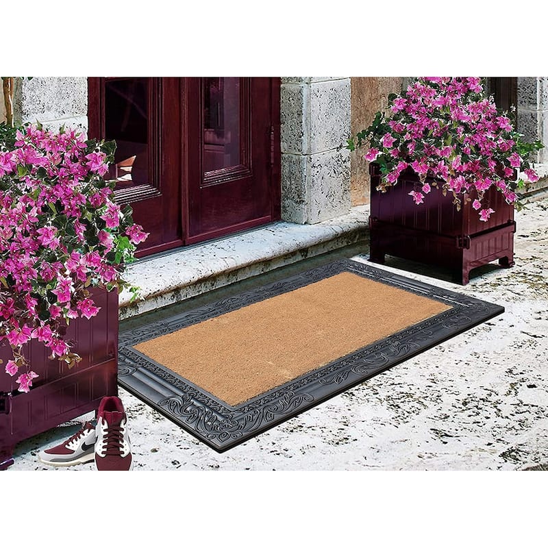 A1HC Natural Coir and Rubber Door Mat, Thick Durable Doormats for Indoor/Outdoor Entrance, Front Door Entry Doormat