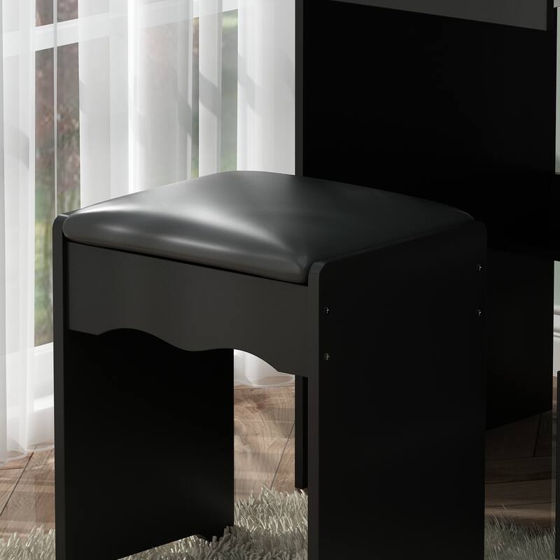 Vanity Desk Lighted Mirror Makeup Vanity Table Set w/Charging Station