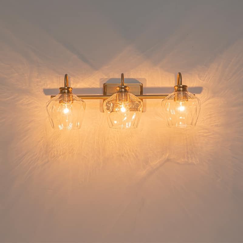 Modern 3/4-lights Bathroom Dimmable Vanity Lights Wall Sconces with Glass Shade