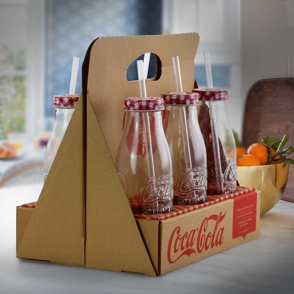 Coca-Cola Classic 6 Piece 15 Ounce Drinking Glass Bottle Set