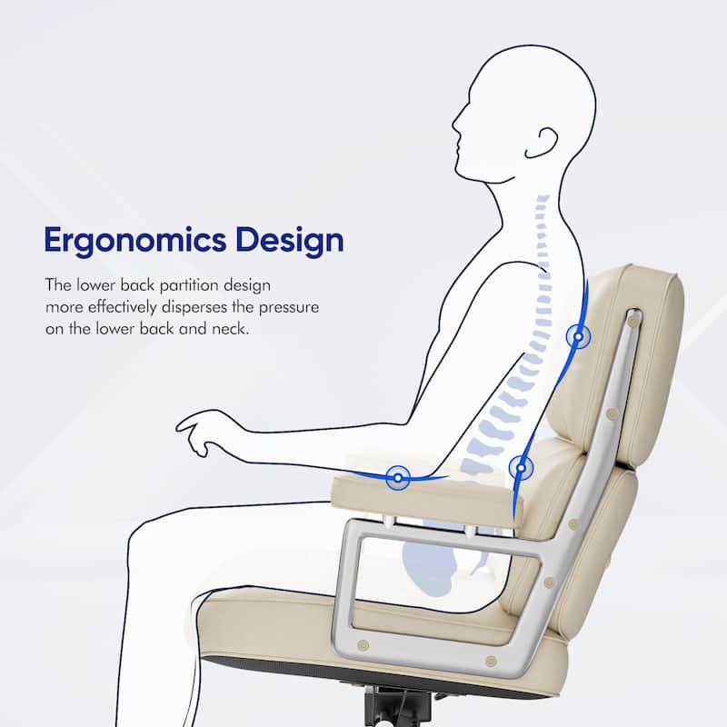 Mid-Back Ergonomic Executive Lobby Chair with Lumbar Support - N/A