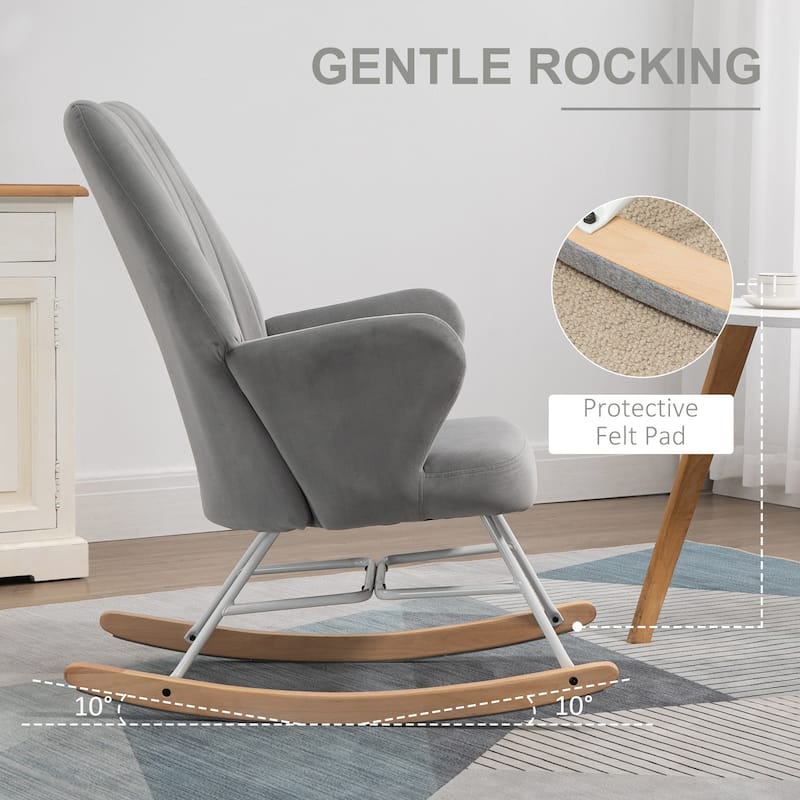 HOMCOM Accent Rocking Chairs, Nursery Glider Rocker, Wingback Armchair