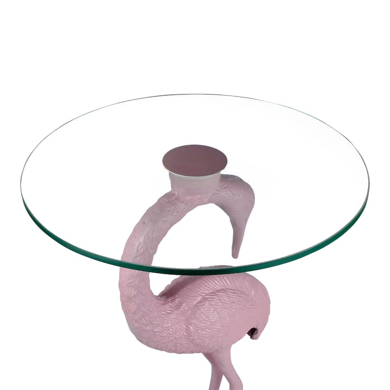 JONATHAN Y Nysha 25" Glass Top Flamingo end Table, Pink