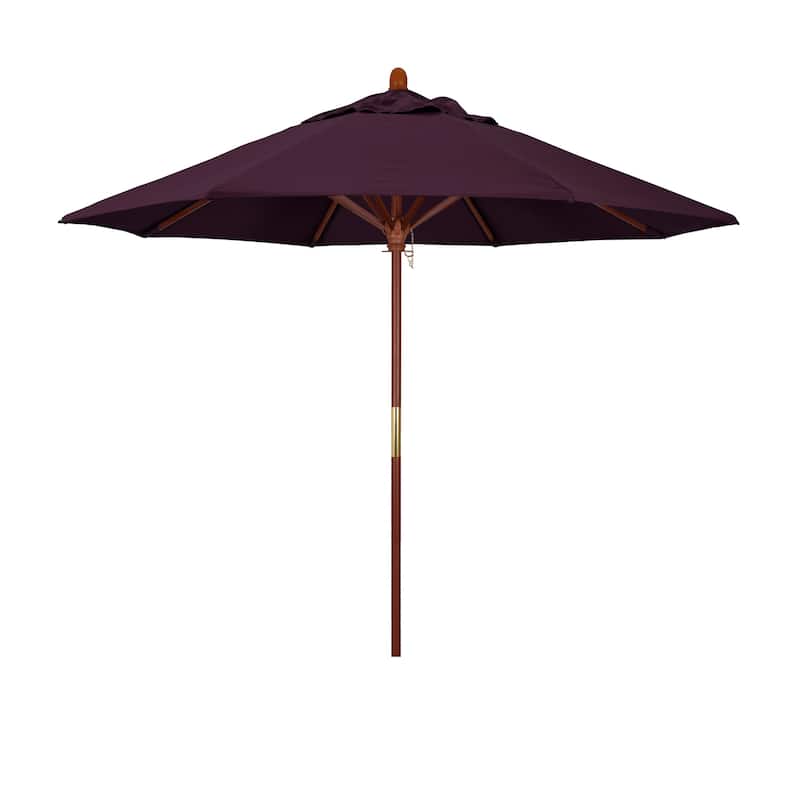 California Umbrella 9' Round Marenti Wood Frame Patio Umbrella with Pacifica Fabric, Base Not Included - Purple