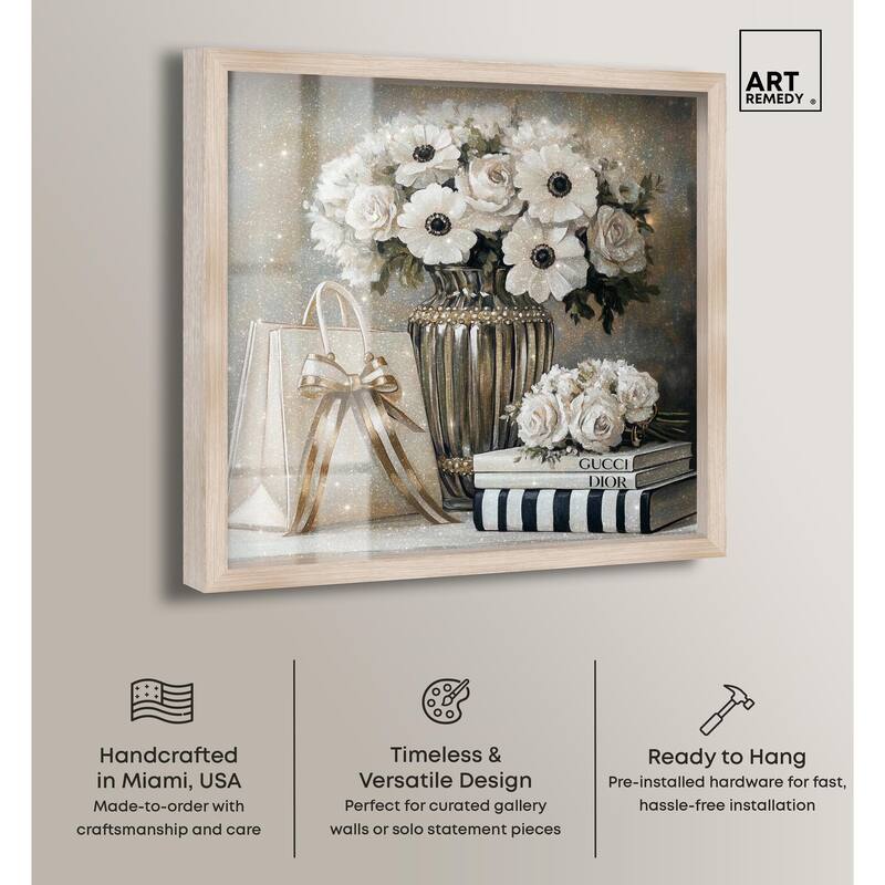 Elegant Flowers Books Neutral Shadowbox by Art Remedy